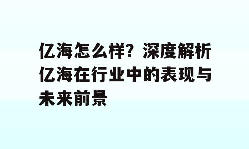 亿海怎么样？深度解析亿海在行业中的表现与未来前景