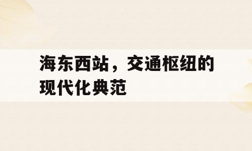 海东西站，交通枢纽的现代化典范