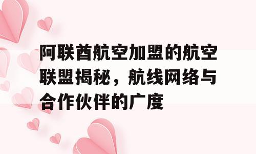 阿联酋航空加盟的航空联盟揭秘，航线网络与合作伙伴的广度