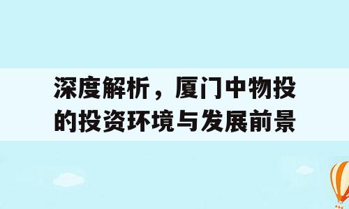 深度解析，厦门中物投的投资环境与发展前景