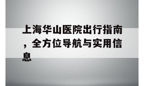 上海华山医院出行指南，全方位导航与实用信息