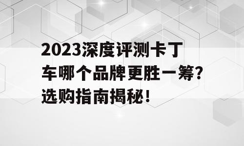 2023深度评测卡丁车哪个品牌更胜一筹？选购指南揭秘！