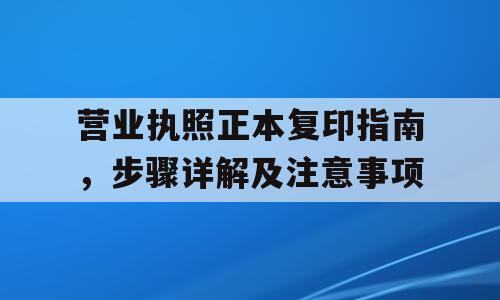 营业执照正本复印指南，步骤详解及注意事项