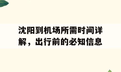 沈阳到机场所需时间详解，出行前的必知信息