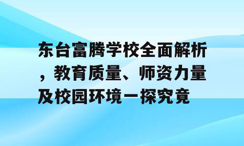 东台富腾学校全面解析，教育质量、师资力量及校园环境一探究竟