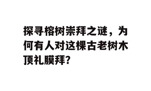 探寻榕树崇拜之谜，为何有人对这棵古老树木顶礼膜拜？