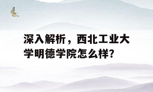 深入解析，西北工业大学明德学院怎么样？