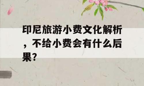 印尼旅游小费文化解析，不给小费会有什么后果？