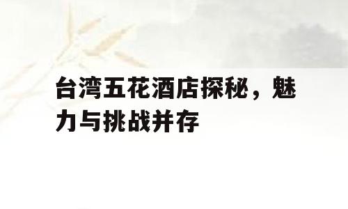台湾五花酒店探秘，魅力与挑战并存