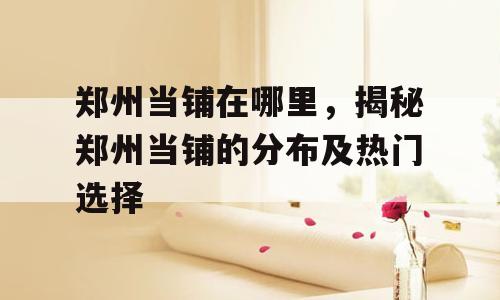 郑州当铺在哪里，揭秘郑州当铺的分布及热门选择