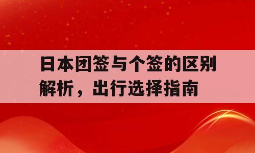 日本团签与个签的区别解析，出行选择指南