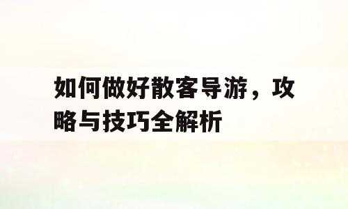 如何做好散客导游，攻略与技巧全解析