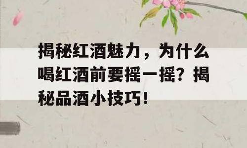揭秘红酒魅力，为什么喝红酒前要摇一摇？揭秘品酒小技巧！