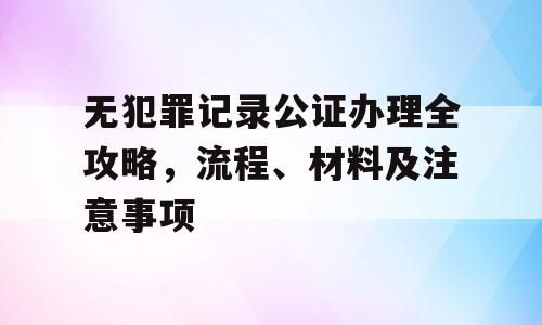 无犯罪记录公证办理全攻略，流程、材料及注意事项