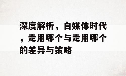 深度解析，自媒体时代，走用哪个与走用哪个的差异与策略
