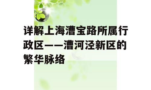 详解上海漕宝路所属行政区——漕河泾新区的繁华脉络