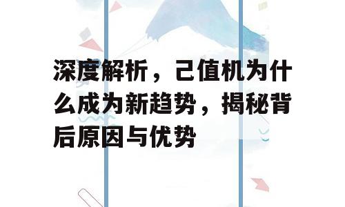 深度解析，己值机为什么成为新趋势，揭秘背后原因与优势