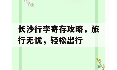 长沙行李寄存攻略，旅行无忧，轻松出行