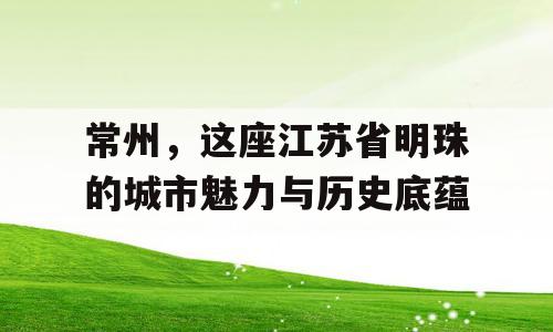 常州，这座江苏省明珠的城市魅力与历史底蕴