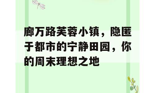 廊万路芙蓉小镇，隐匿于都市的宁静田园，你的周末理想之地