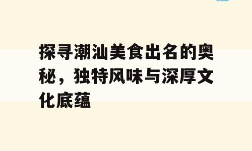 探寻潮汕美食出名的奥秘，独特风味与深厚文化底蕴