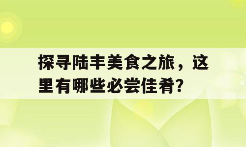 探寻陆丰美食之旅，这里有哪些必尝佳肴？
