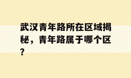 武汉青年路所在区域揭秘，青年路属于哪个区？