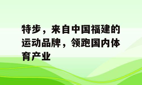 特步，来自中国福建的运动品牌，领跑国内体育产业