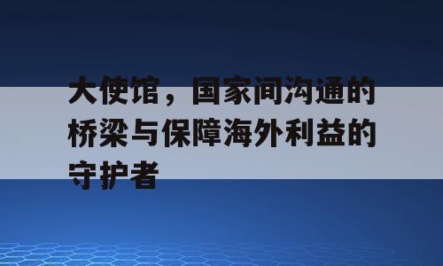 大使馆，国家间沟通的桥梁与保障海外利益的守护者