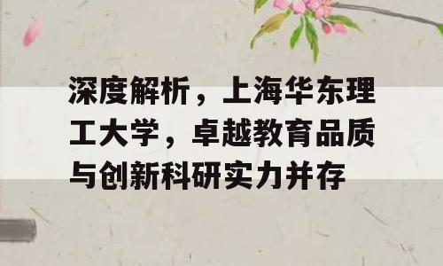 深度解析，上海华东理工大学，卓越教育品质与创新科研实力并存