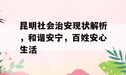 昆明社会治安现状解析，和谐安宁，百姓安心生活
