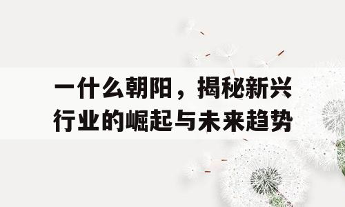 一什么朝阳，揭秘新兴行业的崛起与未来趋势