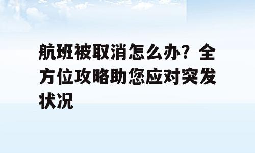航班被取消怎么办？全方位攻略助您应对突发状况