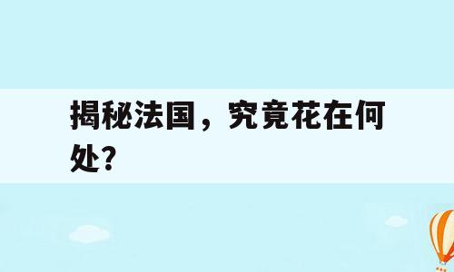 揭秘法国，究竟花在何处？