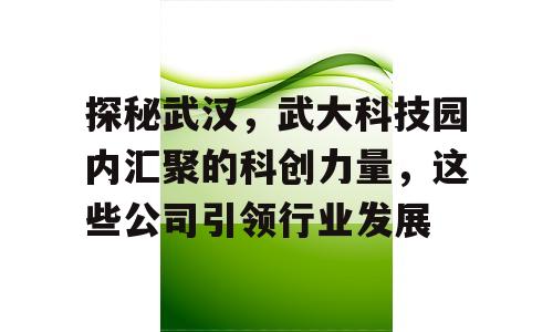 探秘武汉，武大科技园内汇聚的科创力量，这些公司引领行业发展