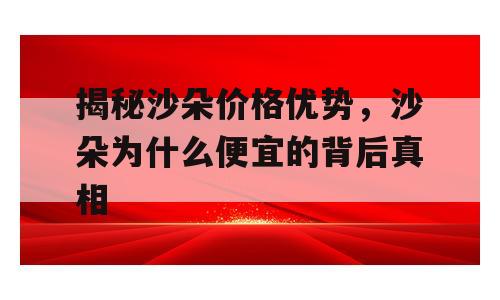 揭秘沙朵价格优势，沙朵为什么便宜的背后真相