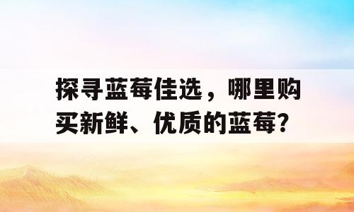 探寻蓝莓佳选，哪里购买新鲜、优质的蓝莓？