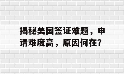 揭秘美国签证难题，申请难度高，原因何在？
