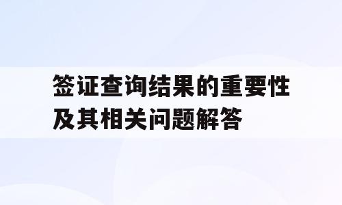 签证查询结果的重要性及其相关问题解答