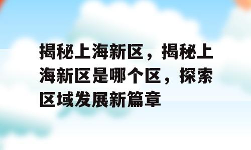 揭秘上海新区，揭秘上海新区是哪个区，探索区域发展新篇章