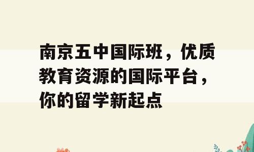 南京五中国际班，优质教育资源的国际平台，你的留学新起点