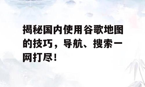 揭秘国内使用谷歌地图的技巧，导航、搜索一网打尽！