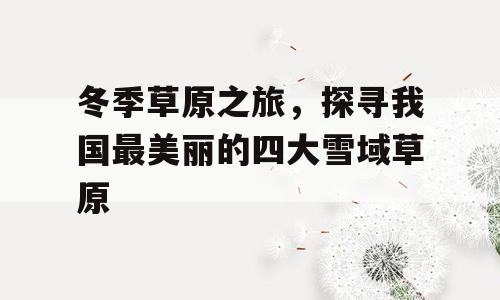 冬季草原之旅，探寻我国最美丽的四大雪域草原