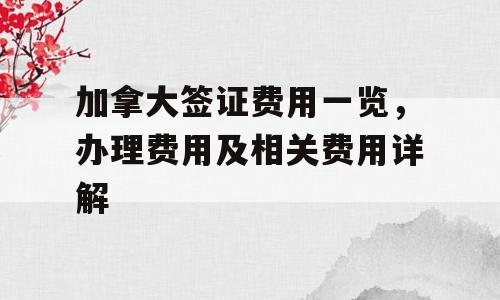 加拿大签证费用一览，办理费用及相关费用详解
