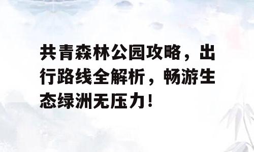 共青森林公园攻略，出行路线全解析，畅游生态绿洲无压力！