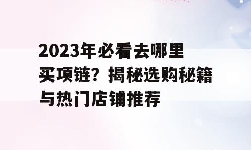 2023年必看去哪里买项链？揭秘选购秘籍与热门店铺推荐