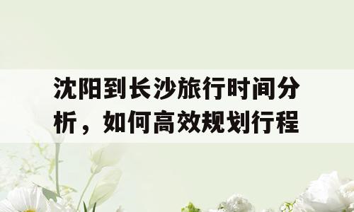 沈阳到长沙旅行时间分析，如何高效规划行程