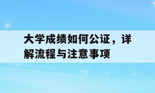 大学成绩如何公证，详解流程与注意事项