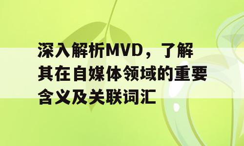 深入解析MVD，了解其在自媒体领域的重要含义及关联词汇