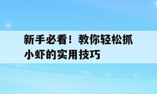 新手必看！教你轻松抓小虾的实用技巧